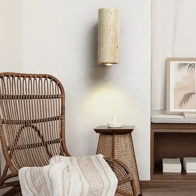 StoneGlow - Lámpara de pared moderna con aspecto de piedra natural para sala de estar y dormitorio