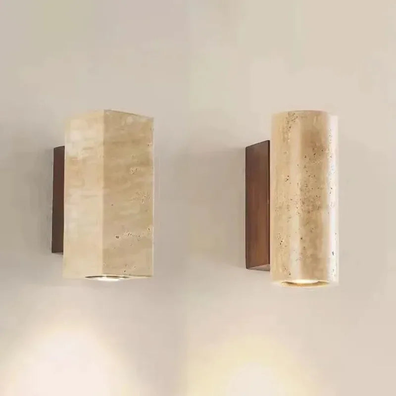 StoneGlow - Lámpara de pared moderna con aspecto de piedra natural para sala de estar y dormitorio
