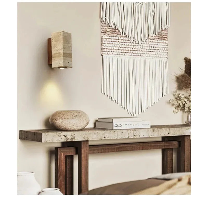 StoneGlow - Lámpara de pared moderna con aspecto de piedra natural para sala de estar y dormitorio