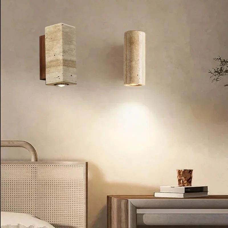 StoneGlow - Lámpara de pared moderna con aspecto de piedra natural para sala de estar y dormitorio