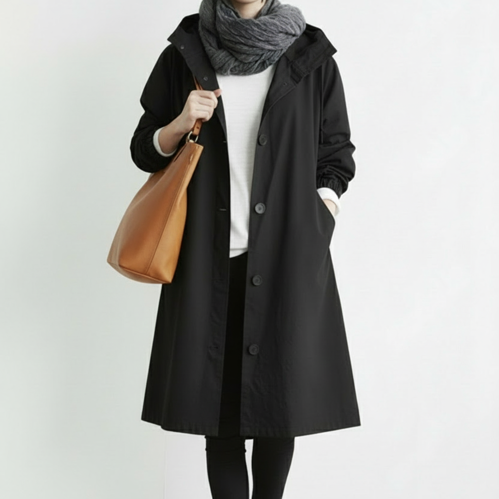 Dames Trenchcoat Waterdicht Lange Jas Capuchon Herfst Winter