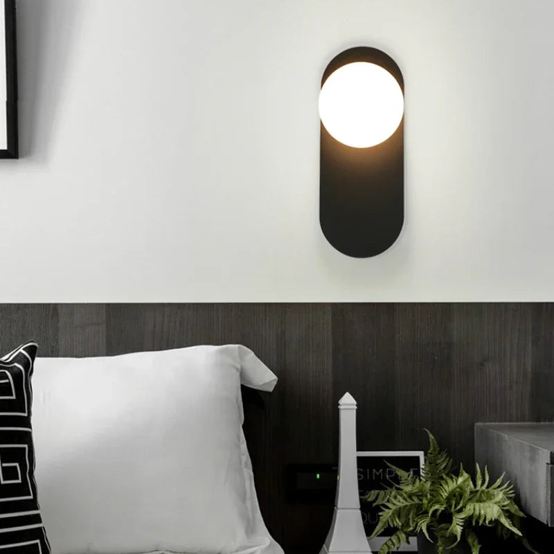 GlowSphere - Lámpara de pared LED moderna con esfera de vidrio para sala de estar y pasillo