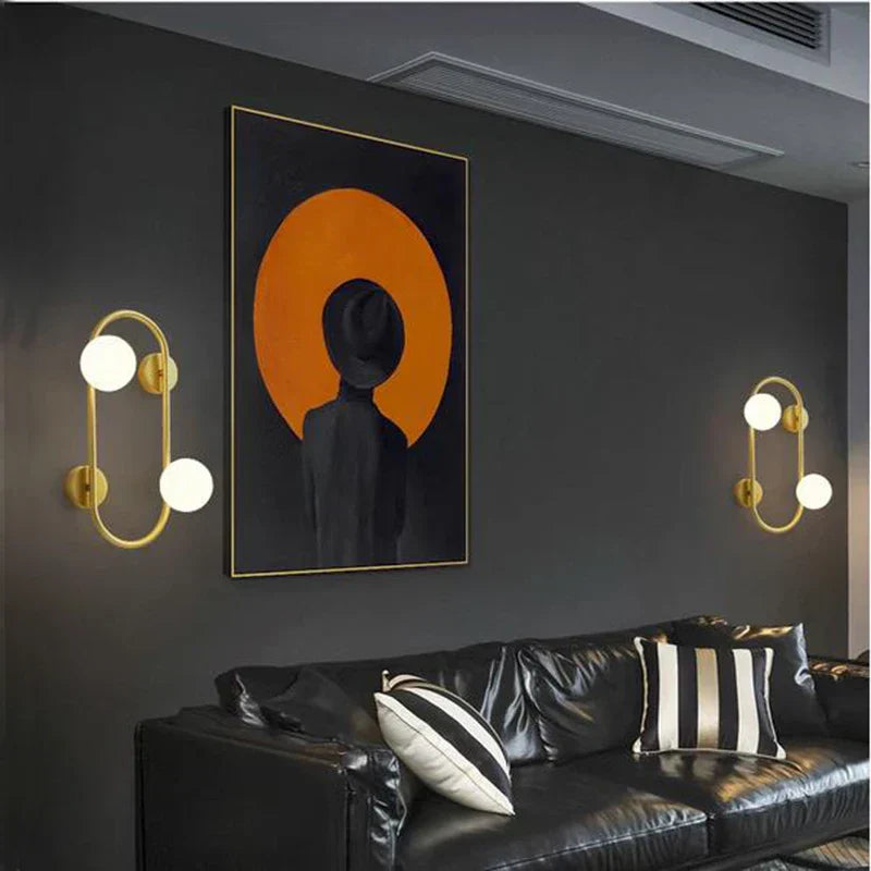 LuminoSphere - Lámpara de pared moderna de latón con esferas de vidrio