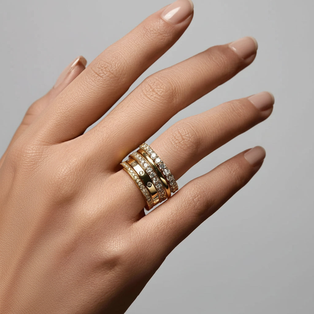 Anel Elegante de Zircónia Cúbica Prata de Lei 925