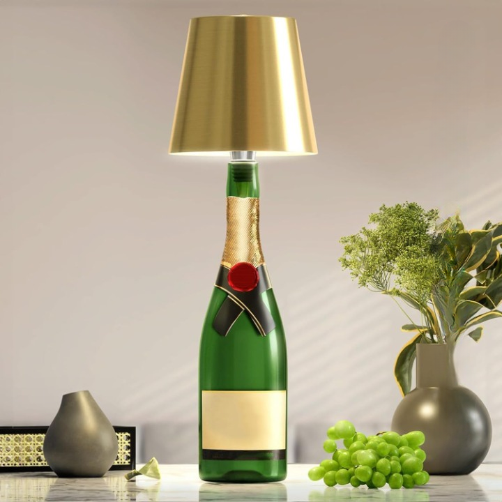 GlowBottle - LED Fleslamp met Dimbare Touchbediening, Draadloos & Oplaadbaar