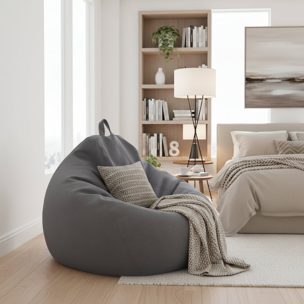 Saco de Assento Ergonómico de Linho para Sala de Estar e Quarto