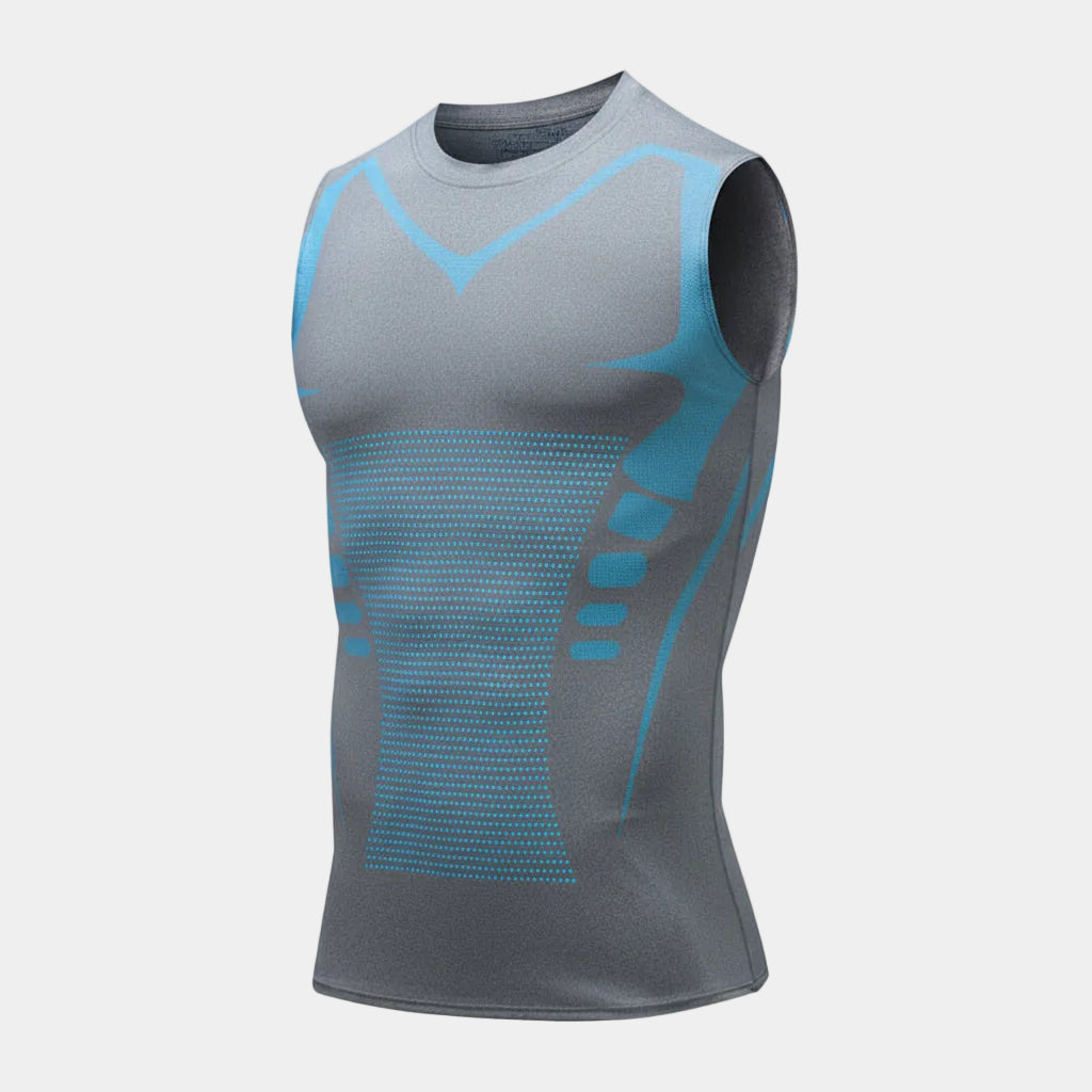 Camisola de compressão para homem Correção postural Respirável Camisola desportiva sem mangas