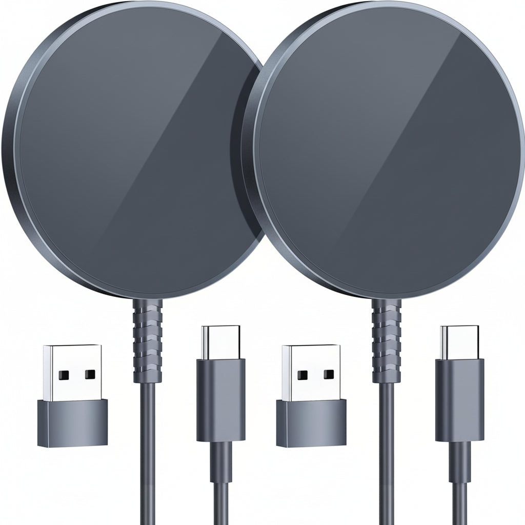 Carregador Sem Fios Magnético Carregamento Rápido Compacto em Alumínio