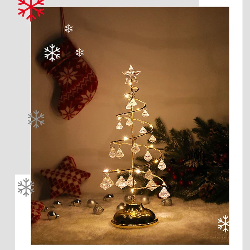 CrystalGlow - Kerstboom Tafellamp met Kristal Decor en LED Verlichting