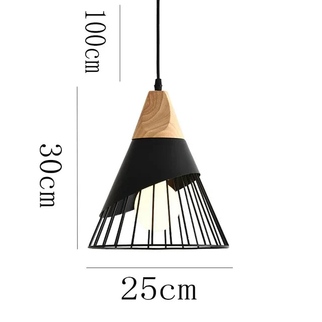 RetroCable - Vintage Hanglamp van Metaal en Hout voor Woonkamer en Eetkamer
