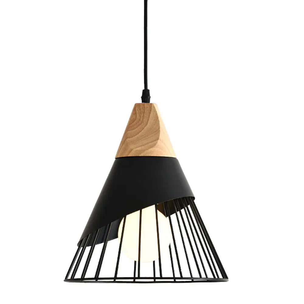 RetroCable - Vintage Hanglamp van Metaal en Hout voor Woonkamer en Eetkamer