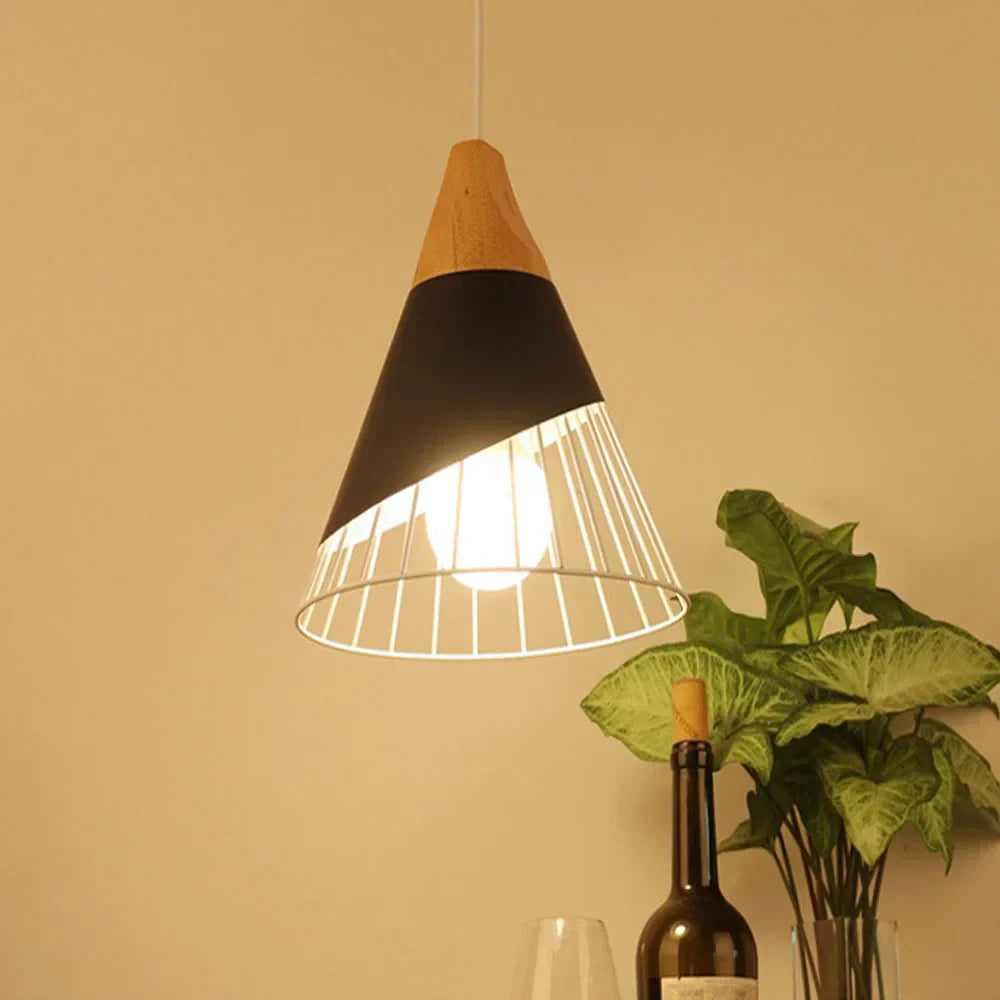 RetroCable - Vintage Hanglamp van Metaal en Hout voor Woonkamer en Eetkamer