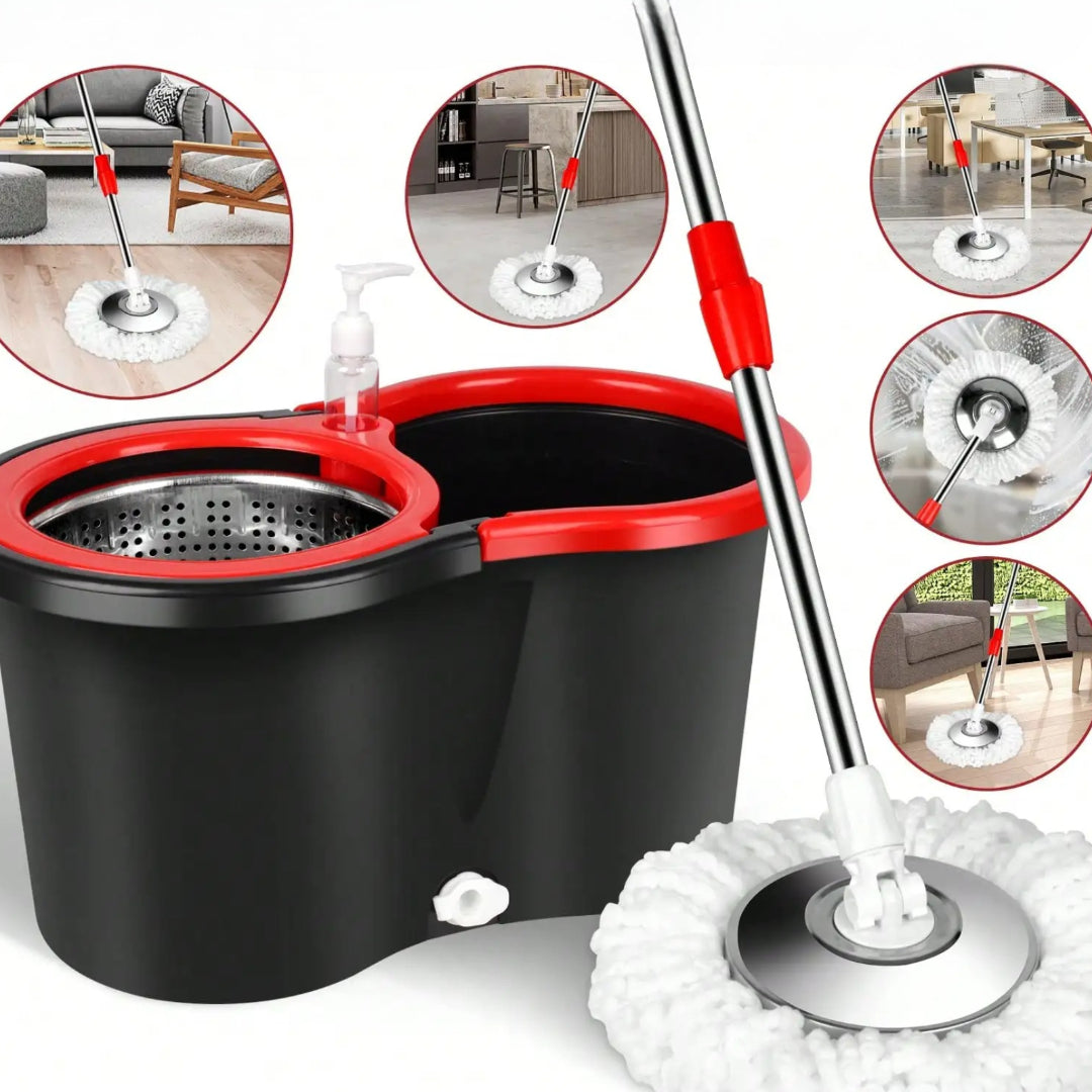 Conjunto de esfregona giratória com balde Sistema de balde Limpeza de pavimentos sem mãos