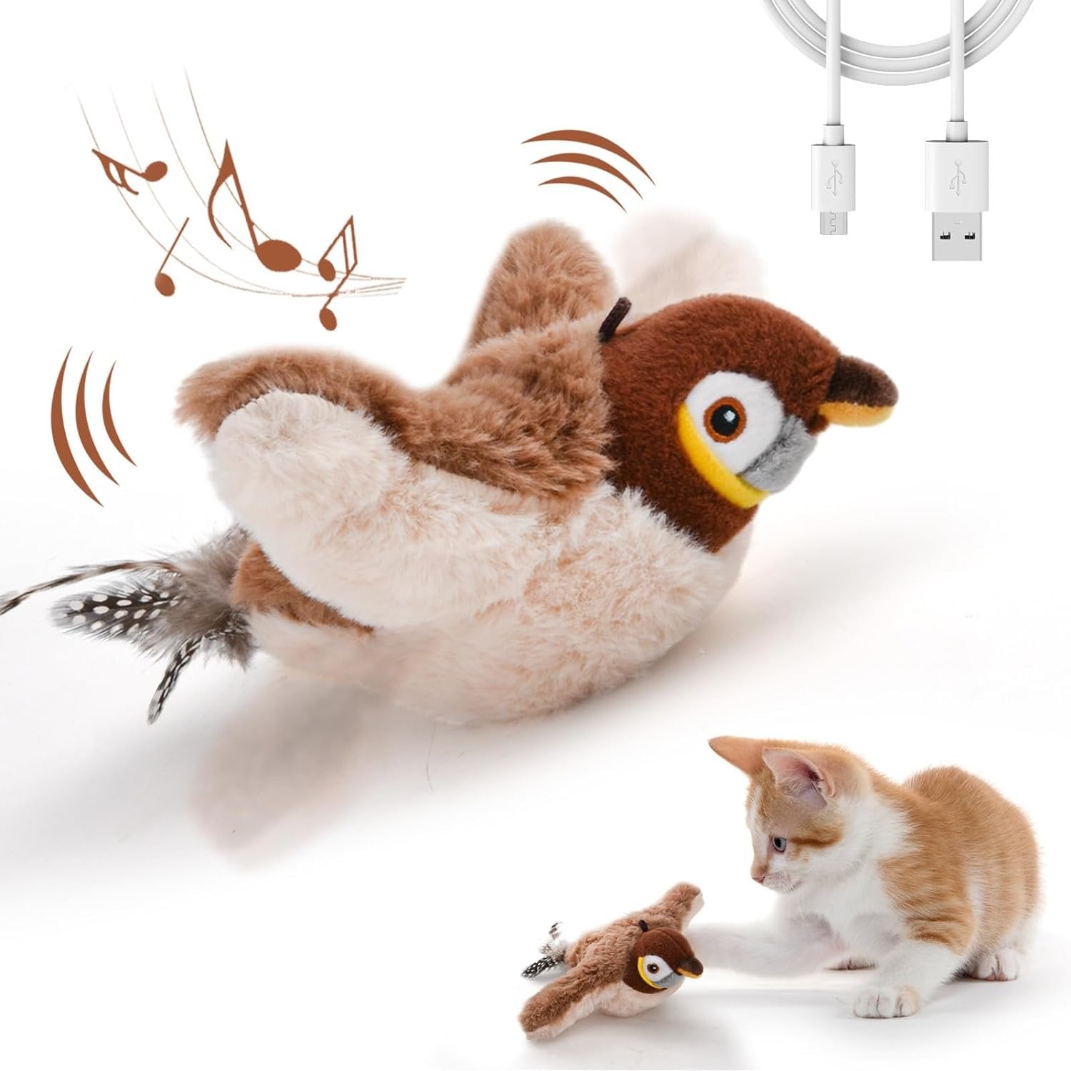 Interactive Cat Toy Bird with Realistic Sounds and Flapping Action 7