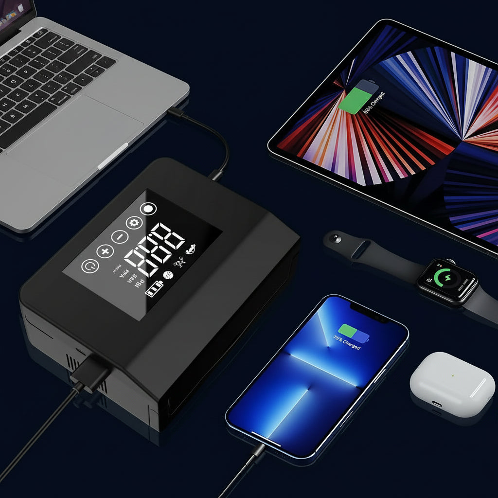 Car Jump Starter with Air Compressor Portable Power Bank