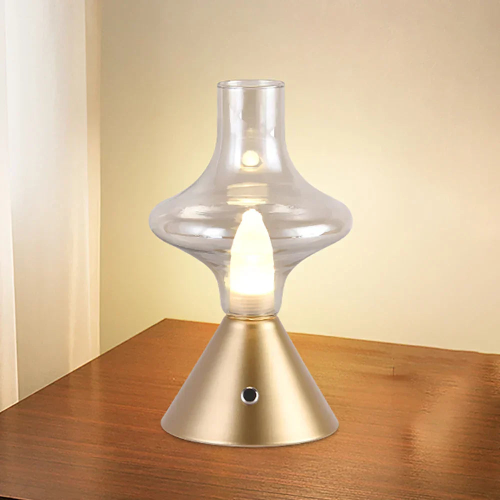 RomanticGlow - Glazen Tafellamp met Dimbare LED – Stijlvolle Nachtlamp
