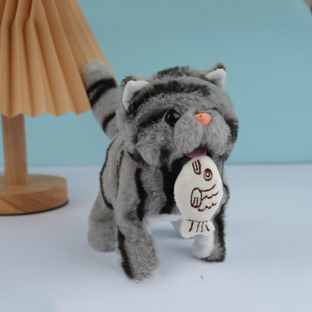 Kat Brinquedo Interativo Peluche Robô Gatinho Cinzento Realista