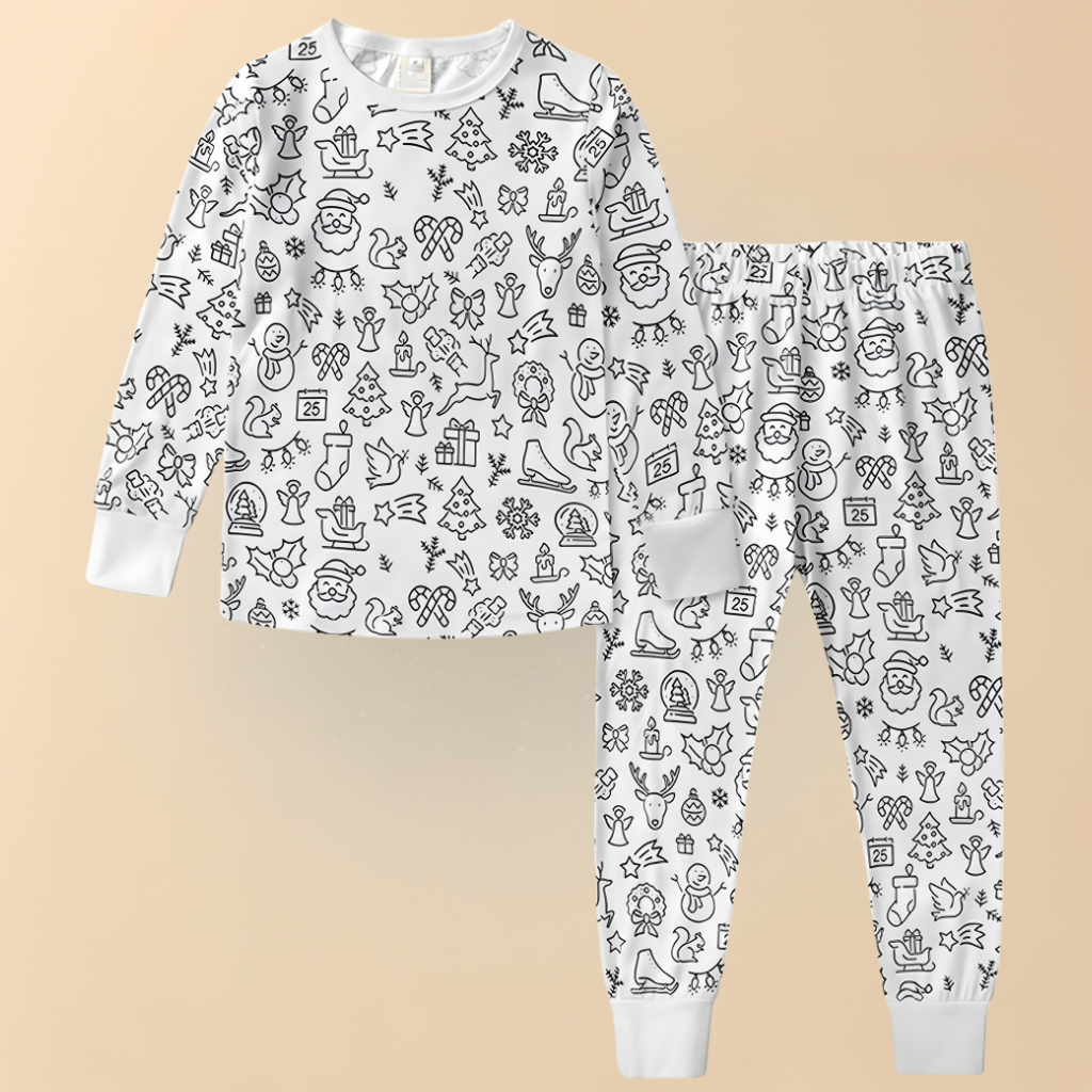 Kids Cotton Pajamas Set Christmas DIY Design Fun Sleepwear 2