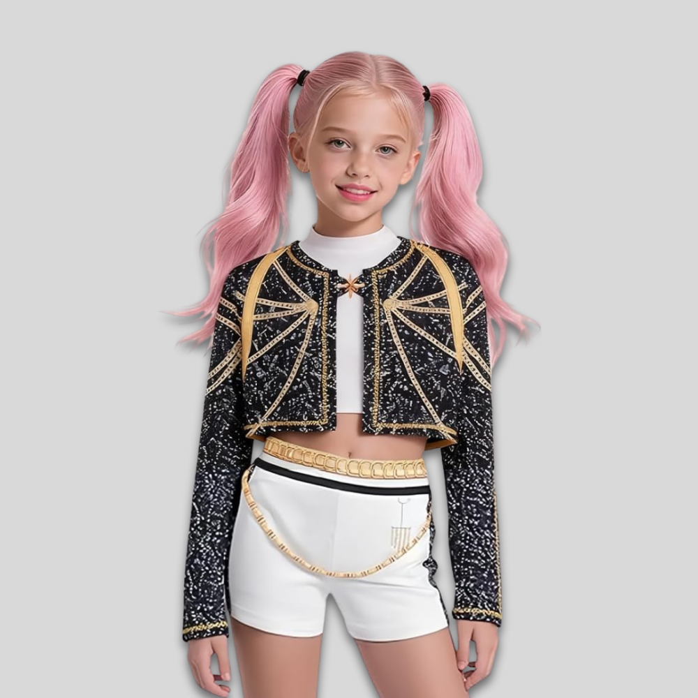 Kids Pop Singer Dance Costume Set K-Pop Inspired Outfit for Parties 0