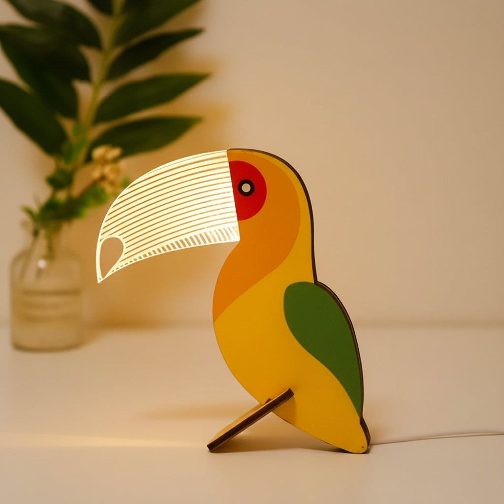 Kids Wooden Animal Table Lamp LED Night Light Touch Switch 0