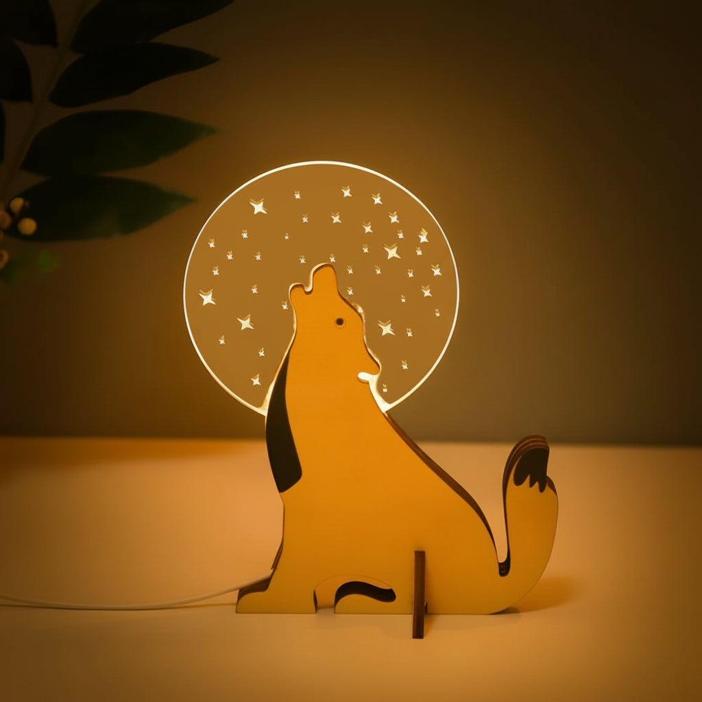 Kids Wooden Animal Table Lamp LED Night Light Touch Switch 3