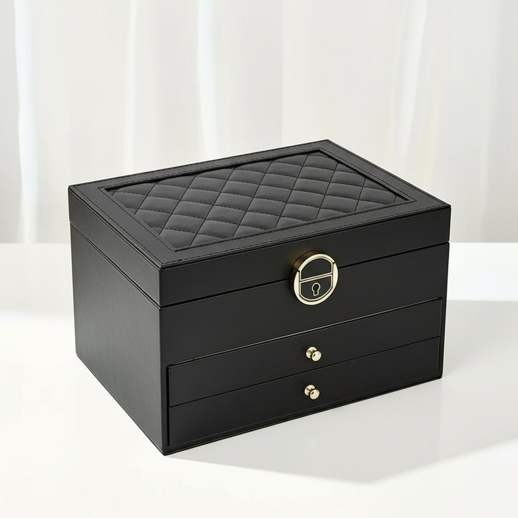 Leather Jewelry Box Multilayer Elegant Storage Organizer for Rings Necklaces 3