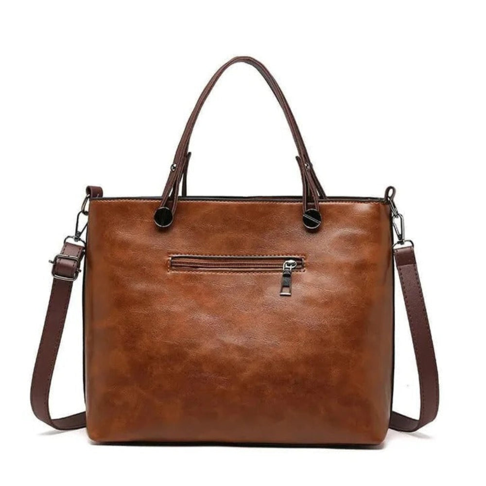 Work Bag Women Vintage Leather Tote Handbag Office Travel - Image 2