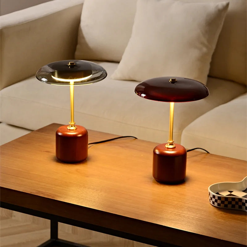 MushroomLuxe - Lámpara de mesa LED moderna de vidrio | Regulable y diseño elegante
