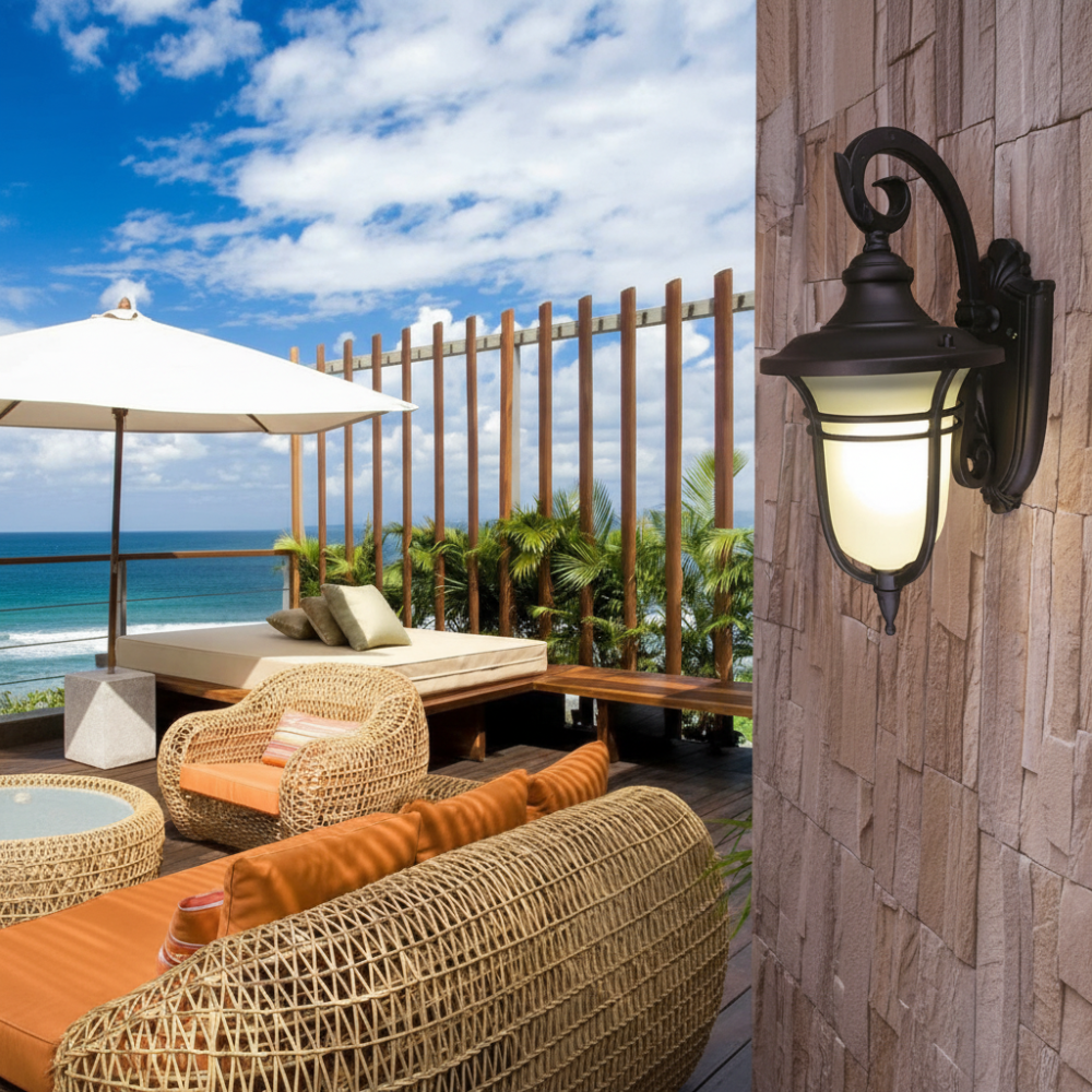 LumiRetro - Candeeiro de Parede Exterior Vintage para Varanda – Candeeiro Retro Resistente ao Tempo para Iluminação Exterior Elegante