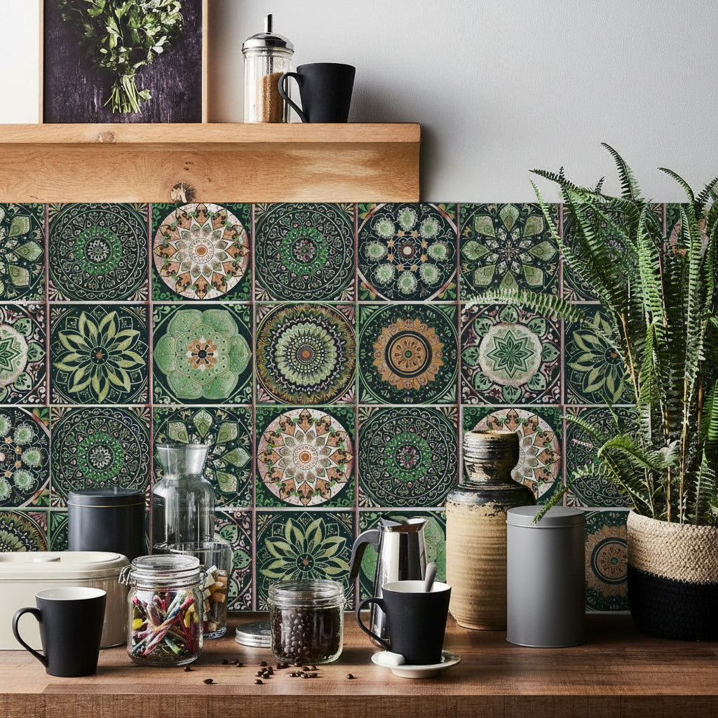 Mandala Tile Set 24 Piece Decorative Vinyl Wall Art for Home Decor 0