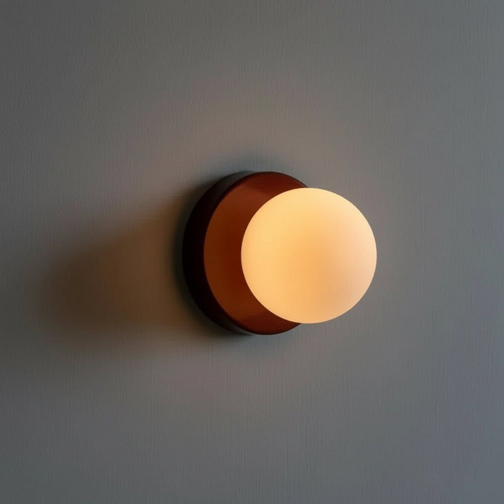 Modern Glass Wall Light Sconce Black Metal Frosted Globe Shade 6