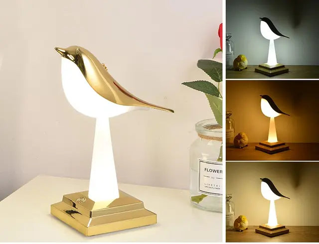 NatureGlow - Elegante Vogel Tafellamp met LED Nachtlicht