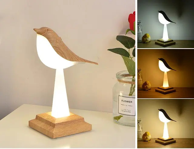 NatureGlow - Elegante Vogel Tafellamp met LED Nachtlicht