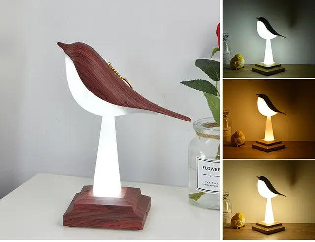 NatureGlow - Elegante Vogel Tafellamp met LED Nachtlicht