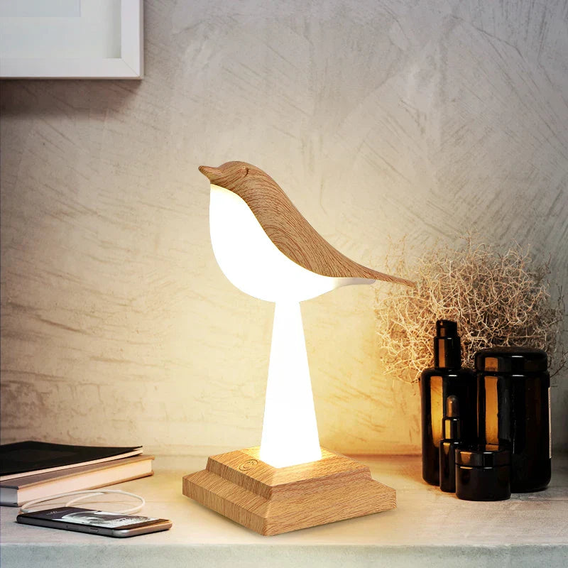NatureGlow - Elegante Vogel Tafellamp met LED Nachtlicht