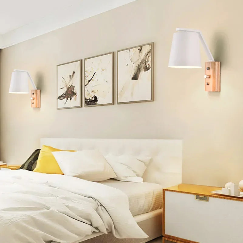 WoodFlex - Lámpara de Pared Moderna de Madera con Brazo Giratorio