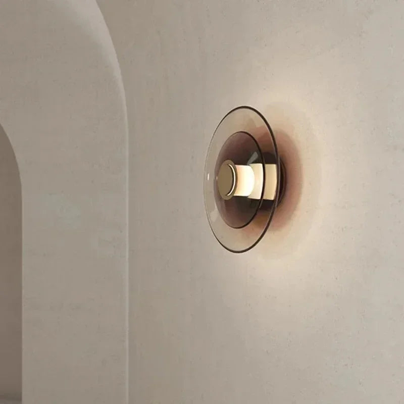 LumiDisc – Amber glazen wandlamp voor een warme sfeer