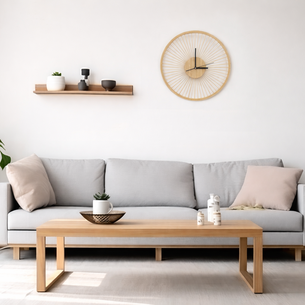 Relógio de Parede Moderno em Bambu