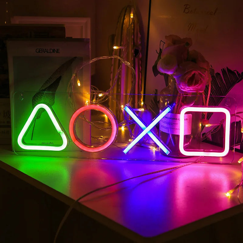 NeonGlow - Letrero de neón para juegos con iluminación LED para decoración de sala de juegos