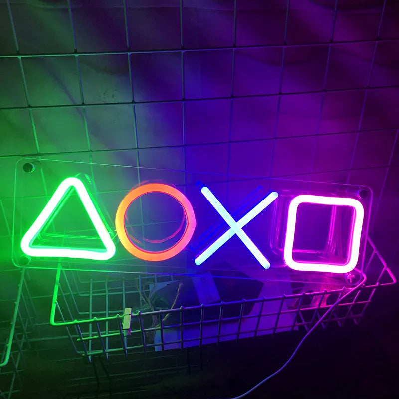 NeonGlow - Letrero de neón para juegos con iluminación LED para decoración de sala de juegos