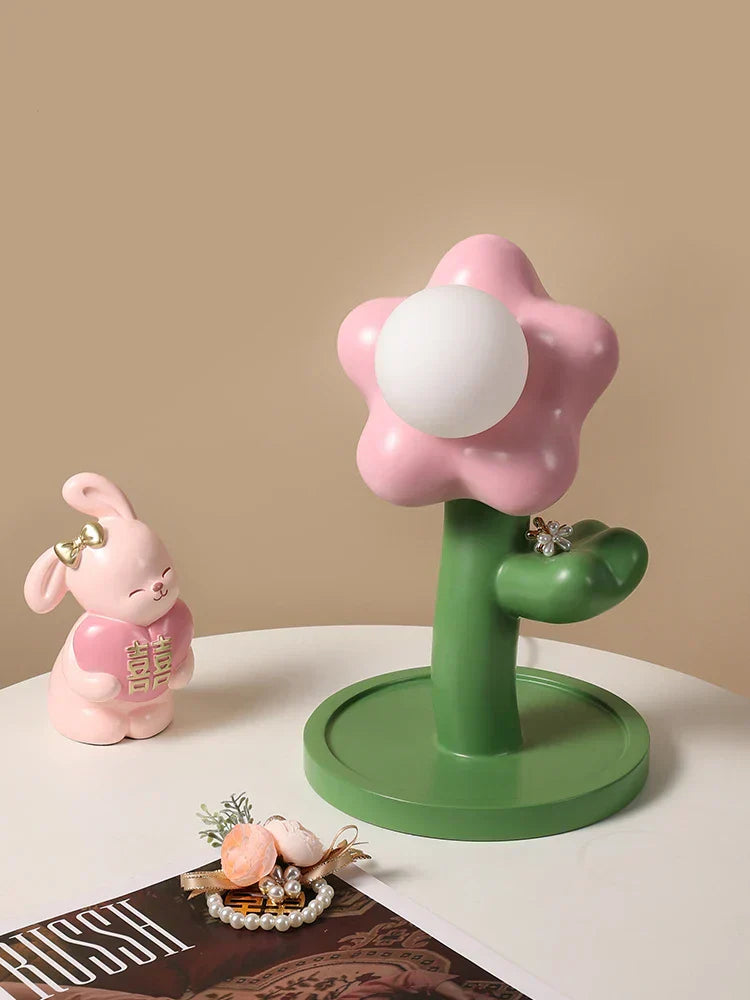 BloomShine - LED Bloem Tafellamp voor Kinderkamer – Decoratief Nachtlampje in Bloemdesign, Dimbare Verlichting