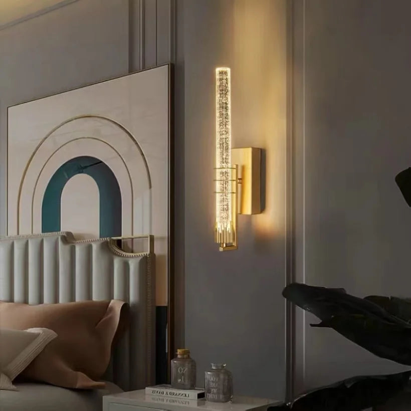 CrystalGold - Elegant LED Wall Lamp in Gold with Crystals for Living Room & Bedroom