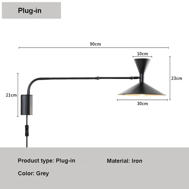 LumiFlex - Lámpara de Pared Nórdica de Columpio – Lámpara de Lectura LED Ajustable para Espacios de Vivienda y Trabajo