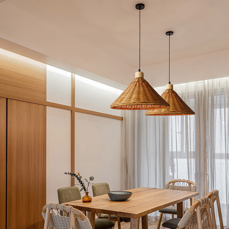 Rustic Wicker Hanging Lamp for Kitchen or Living Room