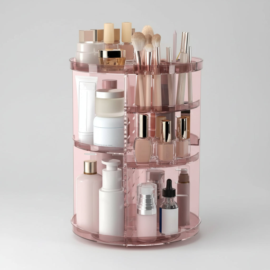 Organizador Giratório de Maquilhagem Alturas Ajustáveis Grande Capacidade