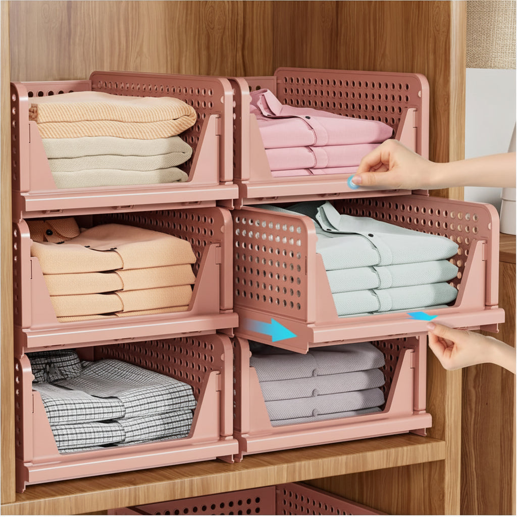 Vouwbare Opbergdozen Set 5 Stapelbare Closet Organizers