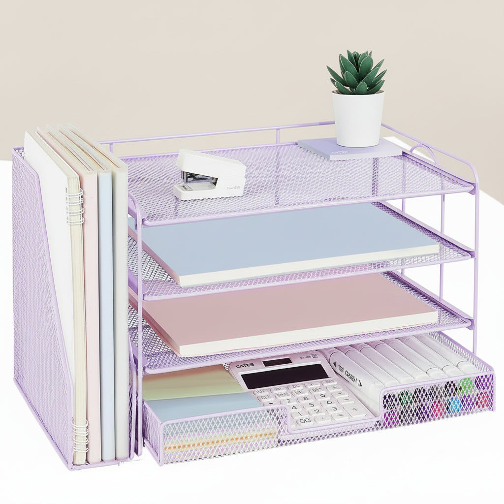 Organizador de Secretária Gaveta Ajustável Suporte Vertical para Pastas Armazenamento de Escritório