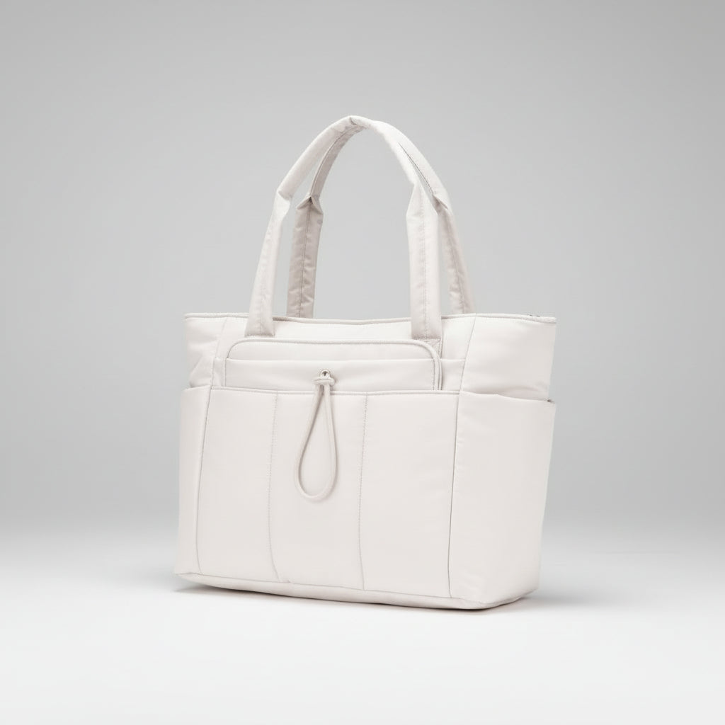 Quilted Tote Bag with Padded Laptop Sleeve and Tumbler Holder 6