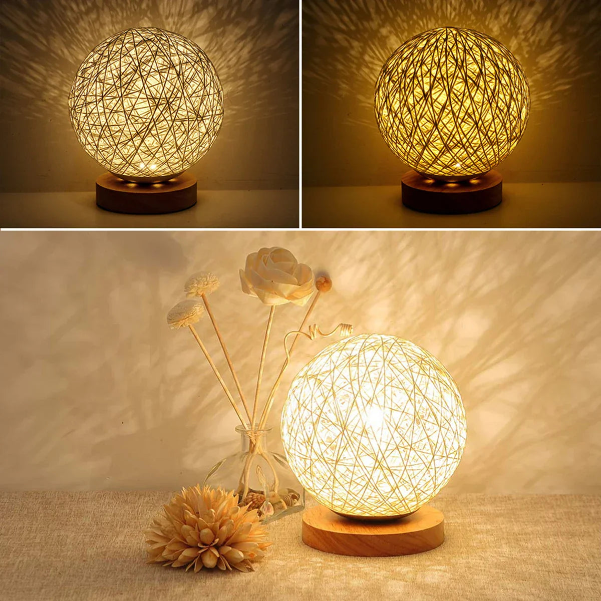 LuminousSphere - Rattan Ball Table Lamp
