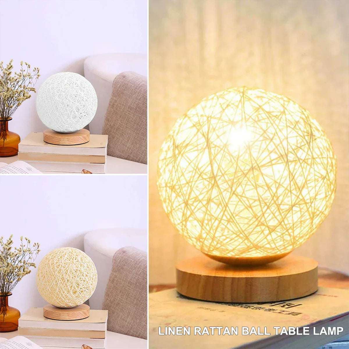 LuminousSphere - Rattan Ball Table Lamp